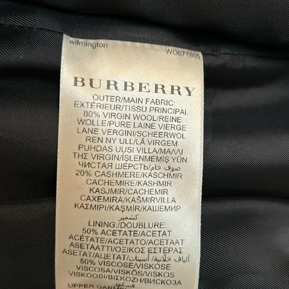 Burberry Wool Cashmere Leather Wilmington Cape Size 2